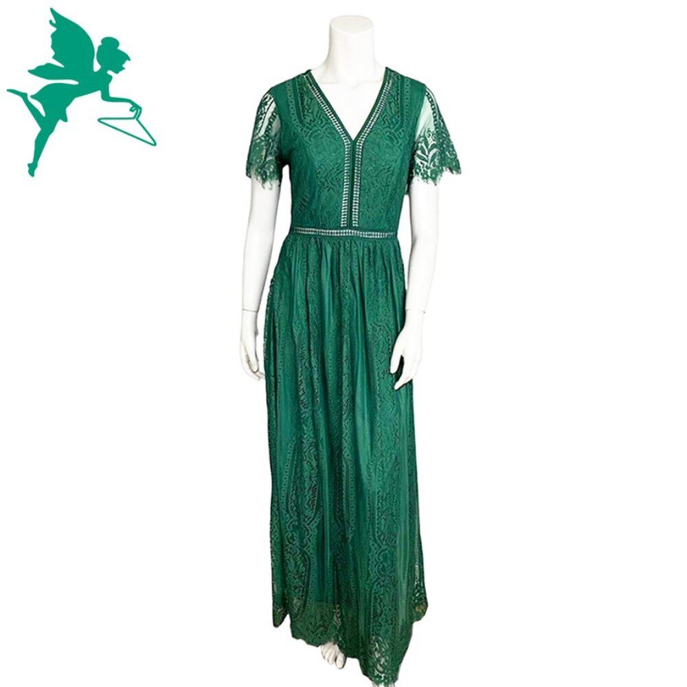 MEROKEETY Lace Maxi Dress